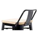 Bolero Bistro Metal High Bar Stool with Wooden Seat Pad and Back Rest Black (Pack of 4) FB623