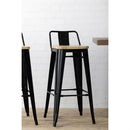 Bolero Bistro Metal High Bar Stool with Wooden Seat Pad and Back Rest Black (Pack of 4) FB623