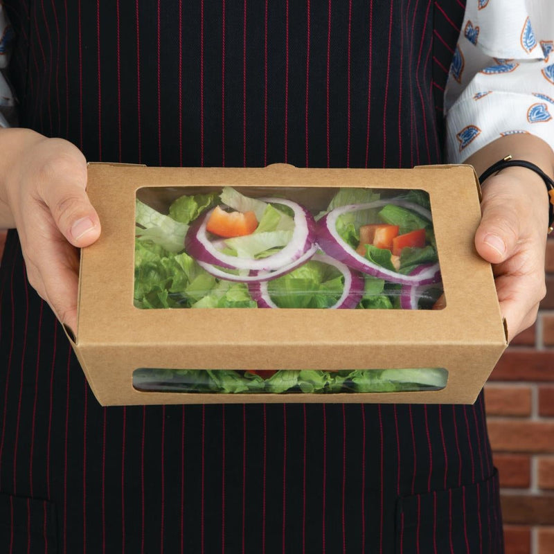 Fiesta Compostable Salad Boxes with PLA Windows 1200ml (Pack of 200) FB677