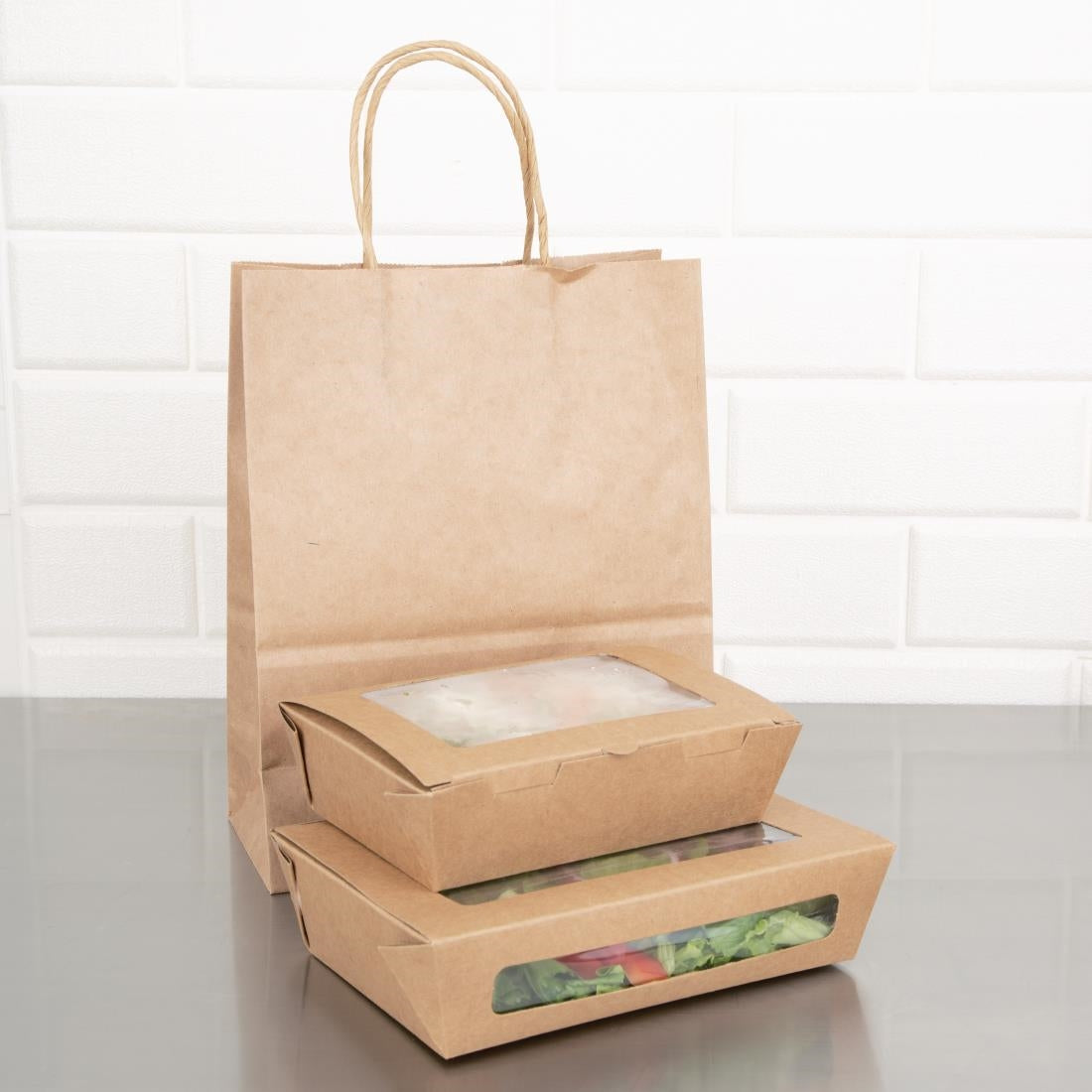 Fiesta Compostable Salad Boxes with PLA Windows 1200ml (Pack of 200) FB677