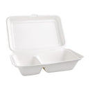 Fiesta Compostable Bagasse Hinged 2-Compartment Food Containers 253mm (Pack of 200) FC524