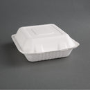 Fiesta Compostable Bagasse Hinged 3-Compartment Food Containers 201mm (Pack of 200) FC526
