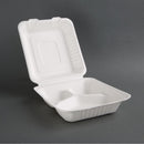 Fiesta Compostable Bagasse Hinged 3-Compartment Food Containers 201mm (Pack of 200) FC526
