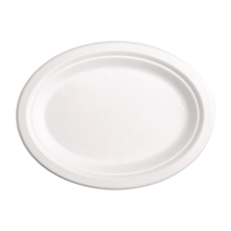 Fiesta Compostable Bagasse Oval Plates 198mm (Pack of 50) FC534