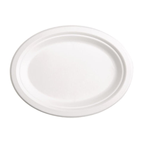 Fiesta Compostable Bagasse Oval Plates 316mm (Pack of 50) FC535