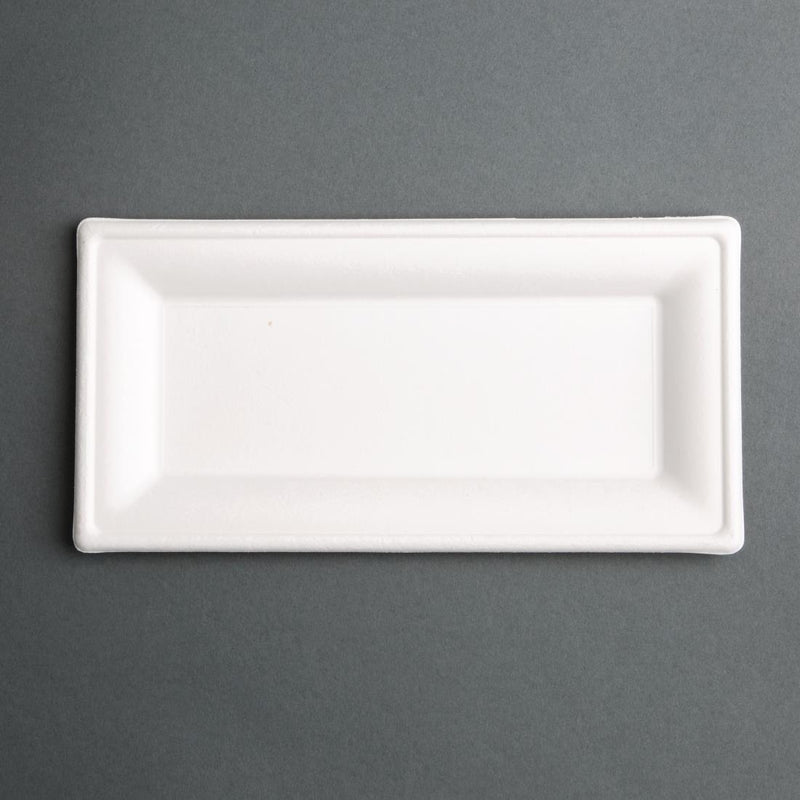 Fiesta Compostable Bagasse Rectangular Plates 258mm (Pack of 50) FC539