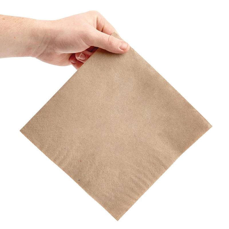 Fiesta Recyclable Recycled Dinner Napkin Kraft 400x400mm 2ply 1/4 Fold (Pack of 2000) FE242