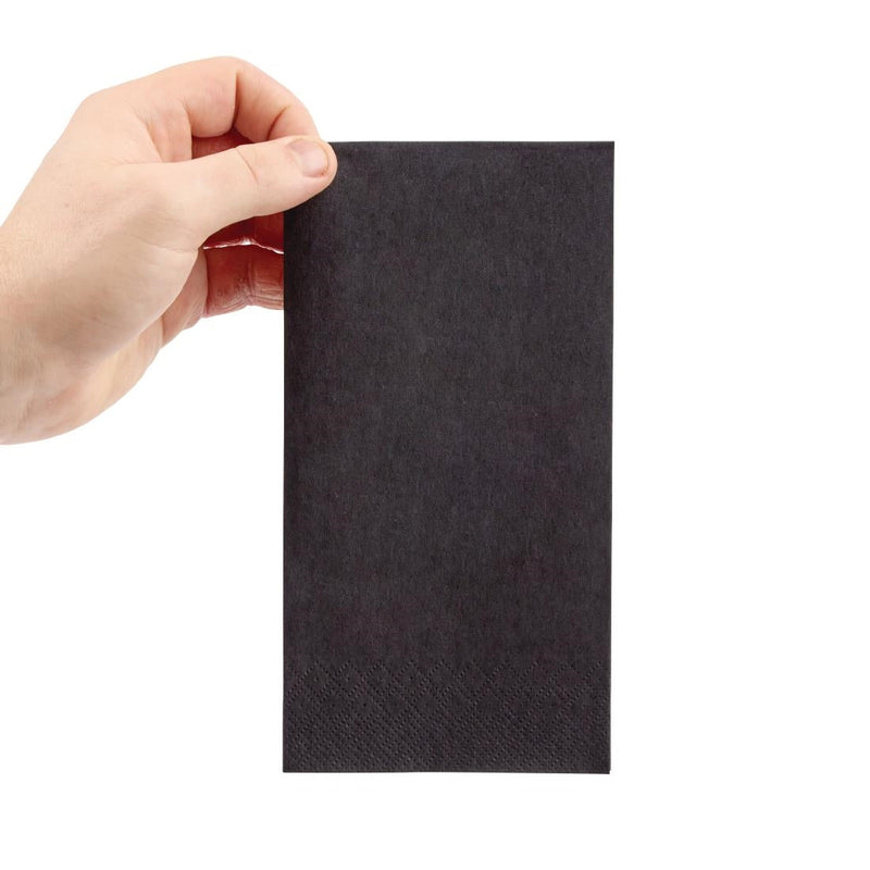 Fiesta Recyclable Dinner Napkin Black 400x400mm 2ply 1/8 Fold (Pack of 2000) FE249