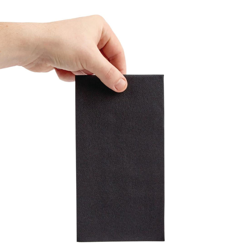 Fiesta Recyclable Premium Tablin Dinner Napkin Black 400x400mm Airlaid 1/8 Fold (Pack of 500) FE276