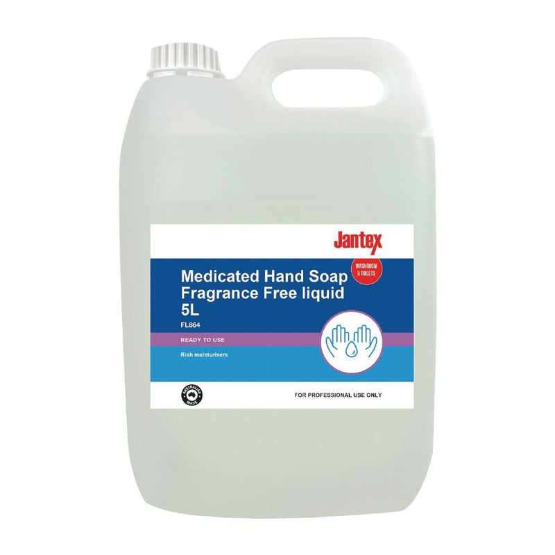 Jantex Medicated Hand Soap Fragrance Free Liquid 5Ltr FL864