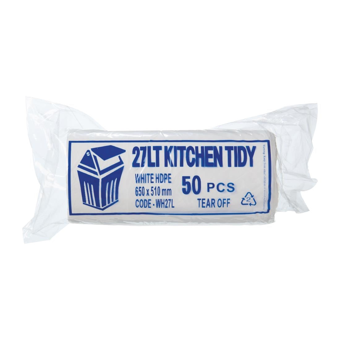 Jantex Kitchen Tidy White Garbage Bags Medium 27Ltr (Pack of 50) FL875