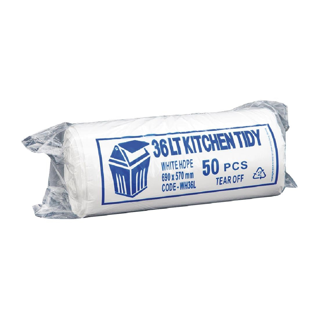 Jantex Kitchen Tidy White Garbage Bags Large 36Ltr (Pack of 50) FL876
