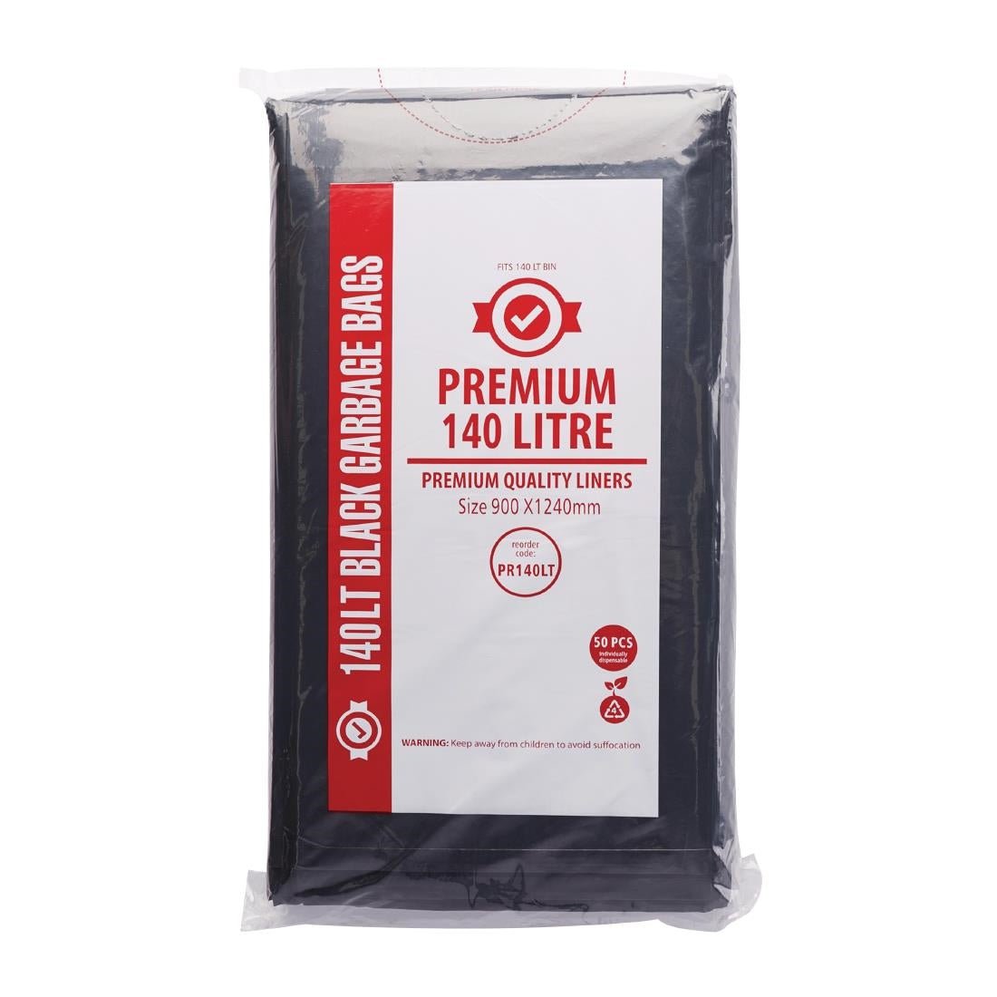 Jantex Premium Garbage Bags Black 140Ltr (Pack of 50) FL881