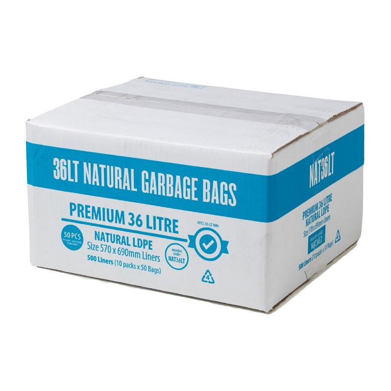 Jantex Kitchen Tidy Food Safe Garbage Bags Clear 36Ltr (Pack of 50) FL884