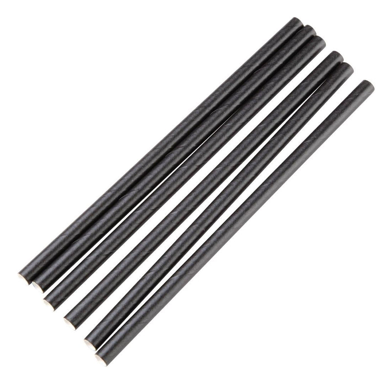 Fiesta Compostable Individually Wrapped Paper Cocktail Stirrer Straws Black (Pack of 250) FP441
