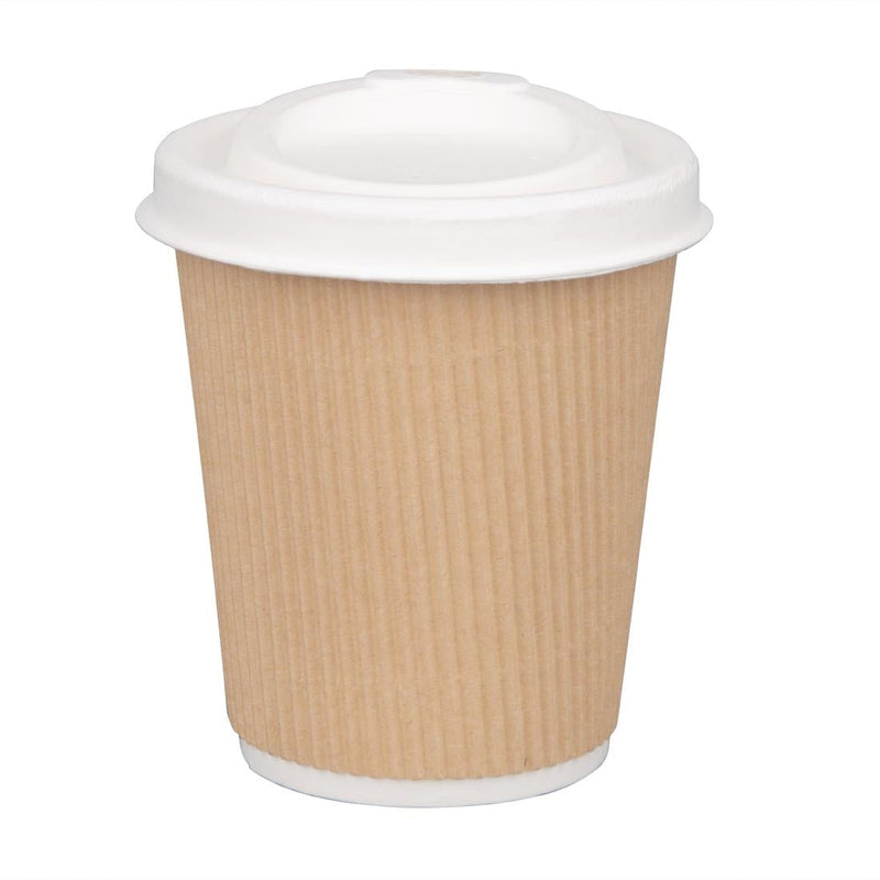 Fiesta Compostable Bagasse Coffee Cup Lids 225ml (Pack of 1000) FS060