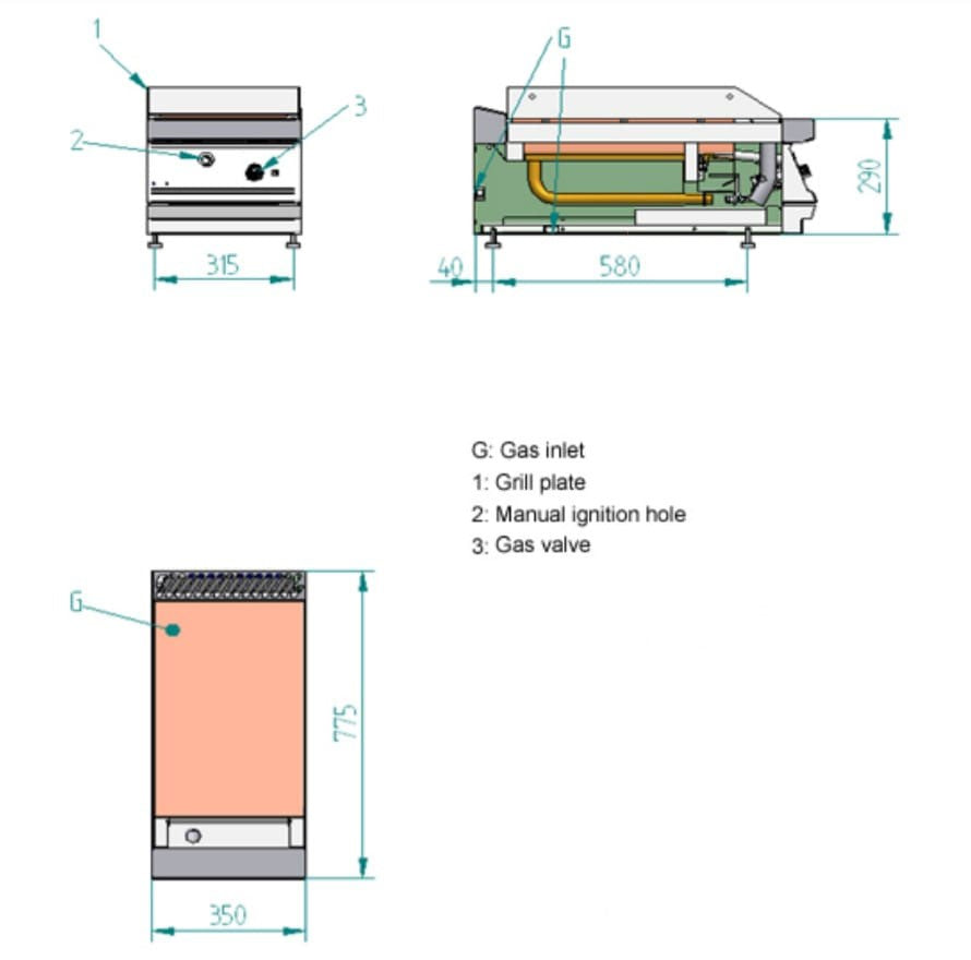 Fagor 700 series natural gas mild steel 1 zone fry top FTG7-05L