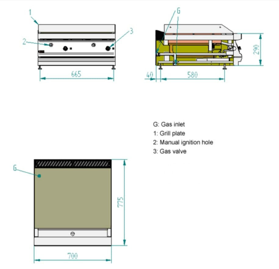 Fagor 700 series natural gas mild steel 2 zone fry top FTG7-10L