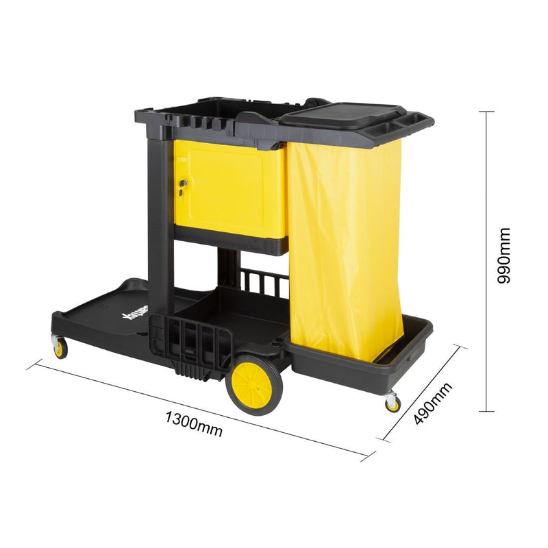 Jantex Cleaning Trolley Black with Lockable Cabinet FU998