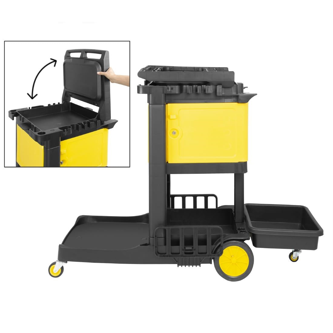 Jantex Cleaning Trolley Black with Lockable Cabinet FU998