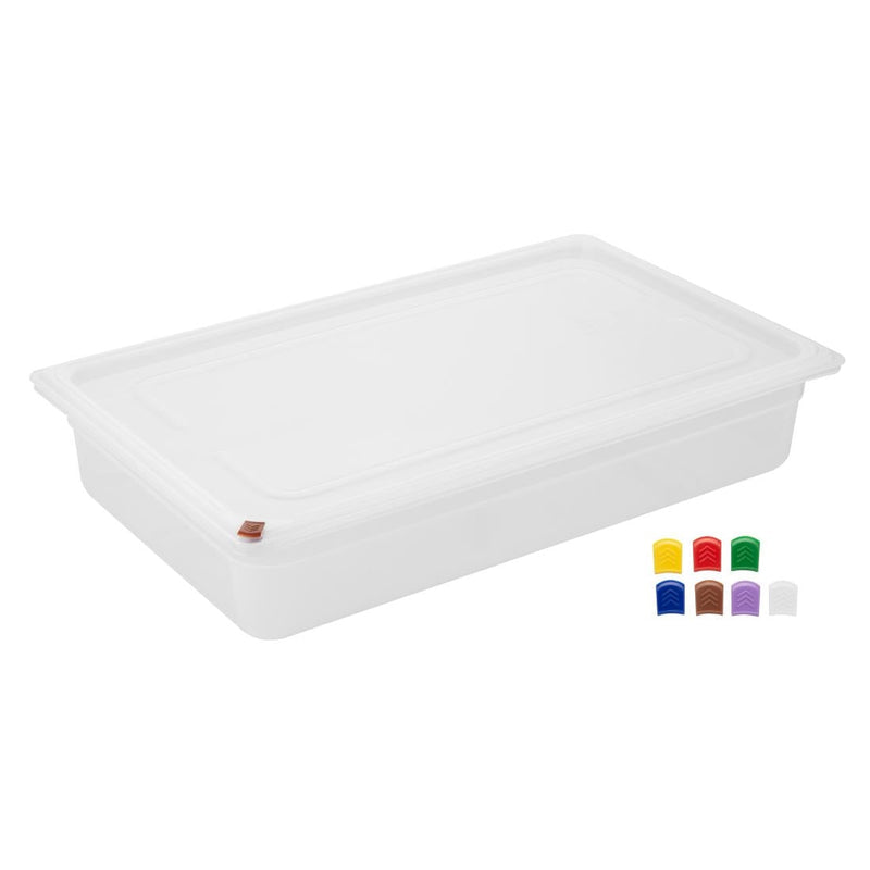 Hygiplas Click PP 1/1 GN Container with Lid & 7 Colour Clips 100mm 13Ltr (2 Pack) FZ086