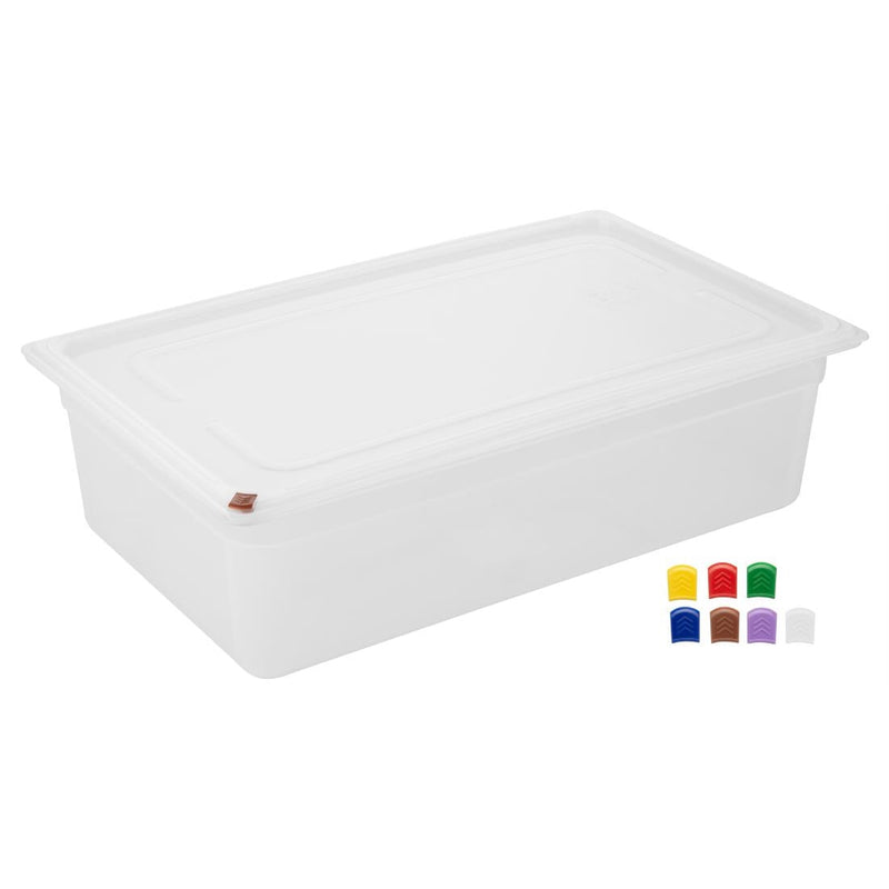 Hygiplas Click PP 1/1 GN Container with Lid & 7 Colour Clips 150mm 19.5Ltr (2 Pack) FZ087