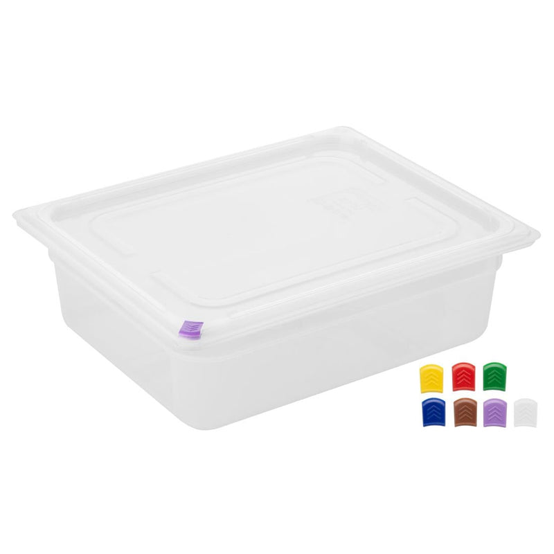 Hygiplas Click PP 1/2 GN Container with Lid & 7 Colour Clips 100mm 5.9 Ltr (4 Pack) FZ089