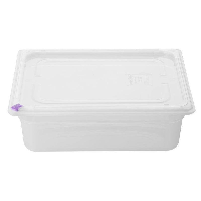 Hygiplas Click PP 1/2 GN Container with Lid & 7 Colour Clips 100mm 5.9 Ltr (4 Pack) FZ089