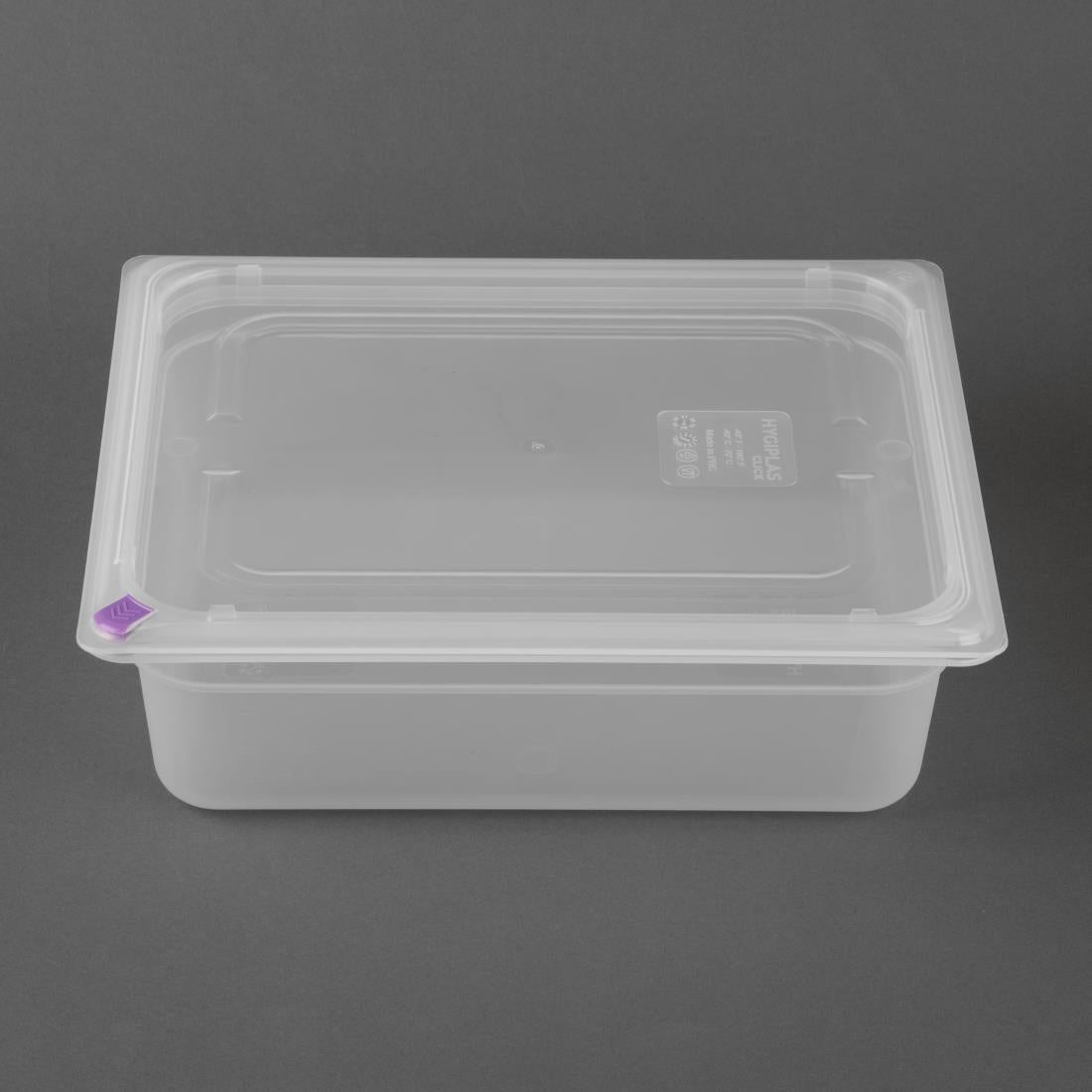 Hygiplas Click PP 1/2 GN Container with Lid & 7 Colour Clips 100mm 5.9 Ltr (4 Pack) FZ089