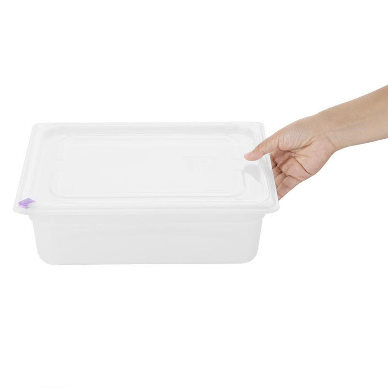 Hygiplas Click PP 1/2 GN Container with Lid & 7 Colour Clips 100mm 5.9 Ltr (4 Pack) FZ089