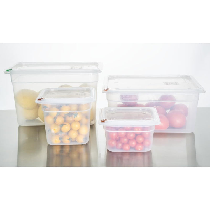 Hygiplas Click PP 1/2 GN Container with Lid & 7 Colour Clips 100mm 5.9 Ltr (4 Pack) FZ089