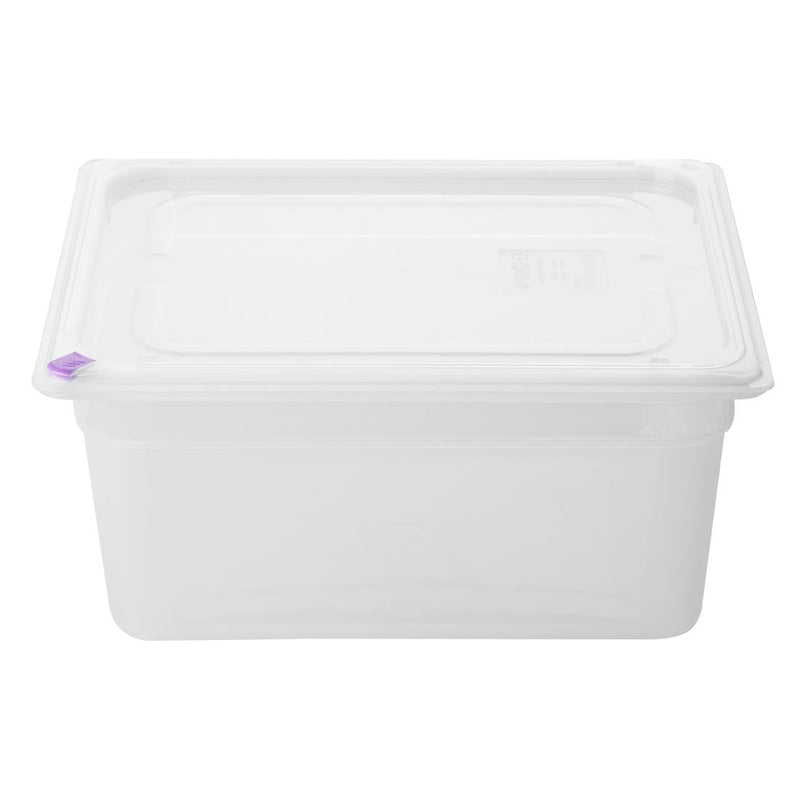 Hygiplas Click PP 1/2 GN Container with Lid & 7 Colour Clips 150mm 8.9Ltr (4 Pack) FZ090