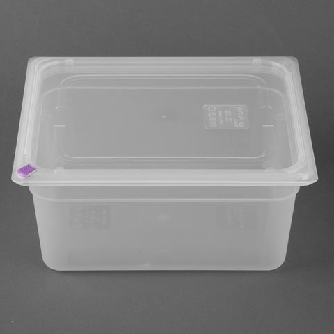 Hygiplas Click PP 1/2 GN Container with Lid & 7 Colour Clips 150mm 8.9Ltr (4 Pack) FZ090