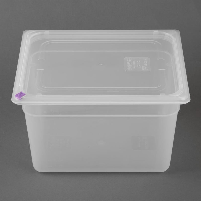 Hygiplas Click PP 1/2 GN Container with Lid & 7 Colour Clips 200mm 11.7Ltr (4 Pack) FZ091