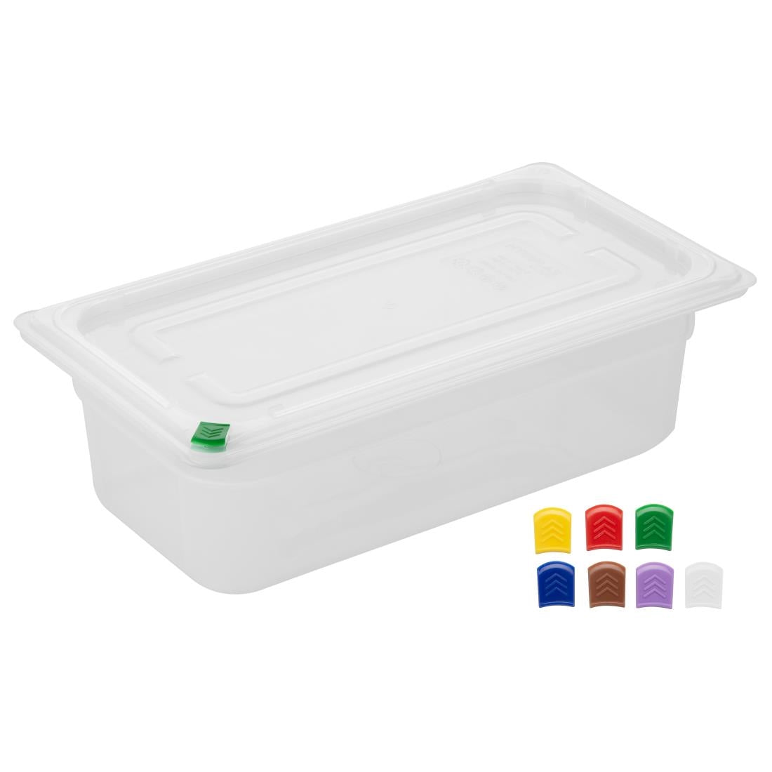 Hygiplas Click PP 1/3 GN Container with Lid & 7 Colour Clips 100mm 3.6Ltr (4 Pack) FZ092