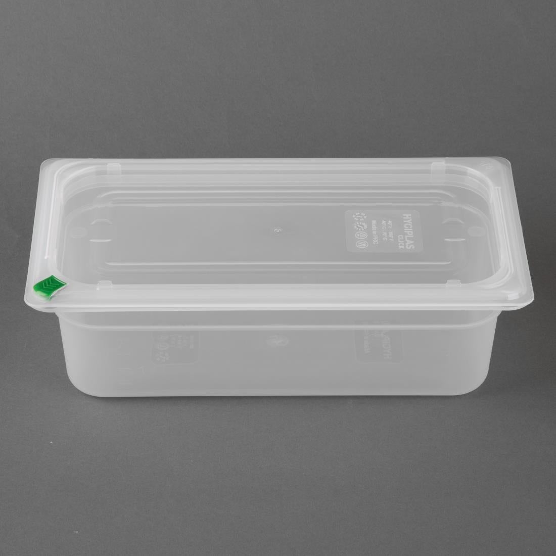Hygiplas Click PP 1/3 GN Container with Lid & 7 Colour Clips 100mm 3.6Ltr (4 Pack) FZ092