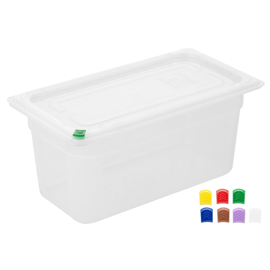 Hygiplas Click PP 1/3 GN Container with Lid & 7 Colour Clips 150mm 5.3Ltr (4 Pack) FZ093