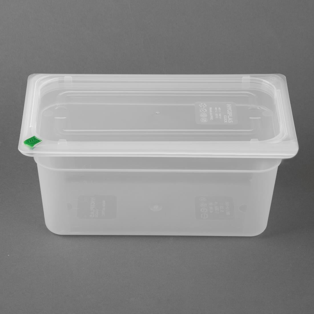 Hygiplas Click PP 1/3 GN Container with Lid & 7 Colour Clips 150mm 5.3Ltr (4 Pack) FZ093