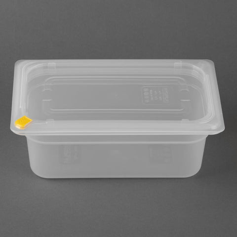 Hygiplas Click PP 1/4 GN Container with Lid & 7 Colour Clips 100mm 2.5Ltr (4 Pack) FZ095