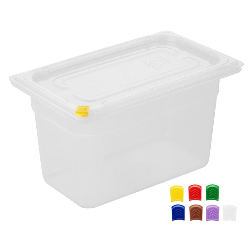 Hygiplas Click PP 1/4 GN Container with Lid & 7 Colour Clips 150mm 3.7Ltr (4 Pack) FZ096