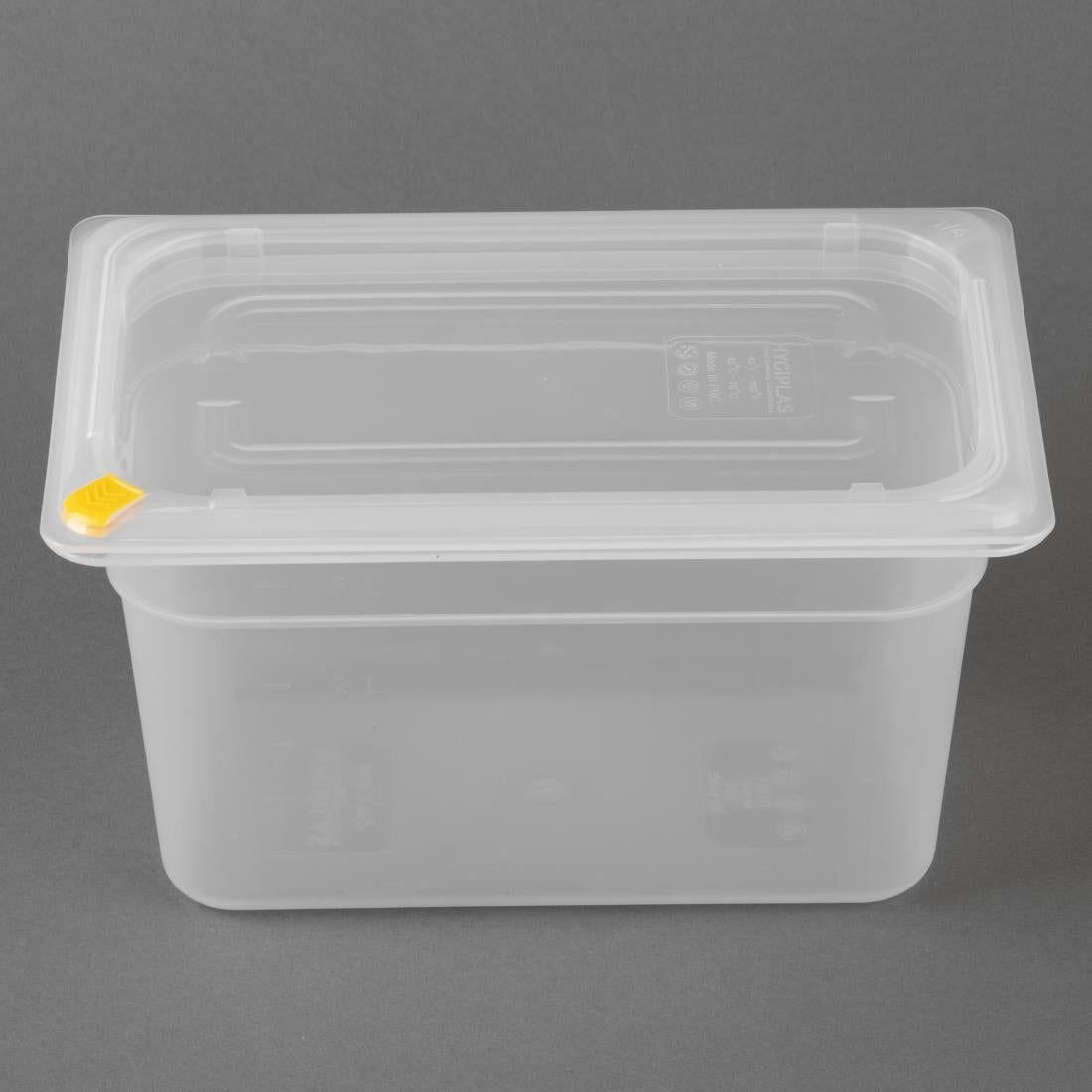 Hygiplas Click PP 1/4 GN Container with Lid & 7 Colour Clips 150mm 3.7Ltr (4 Pack) FZ096