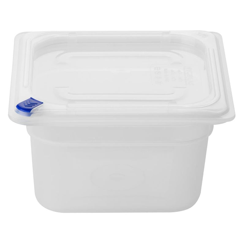 Hygiplas Click PP 1/6 GN Container with Lid & 7 Colour Clips 100mm 1.5Ltr (4 Pack) FZ097