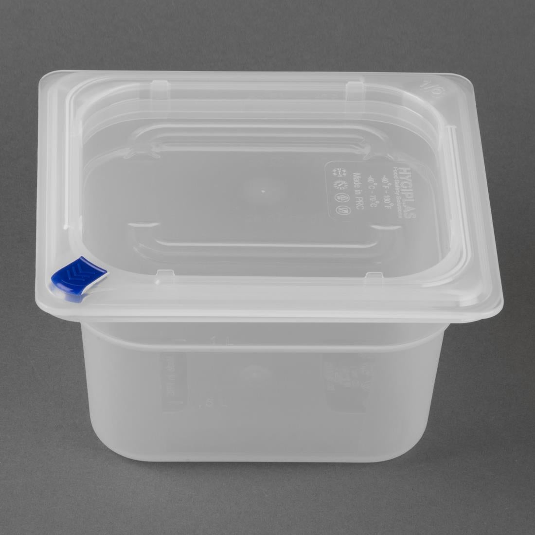 Hygiplas Click PP 1/6 GN Container with Lid & 7 Colour Clips 100mm 1.5Ltr (4 Pack) FZ097