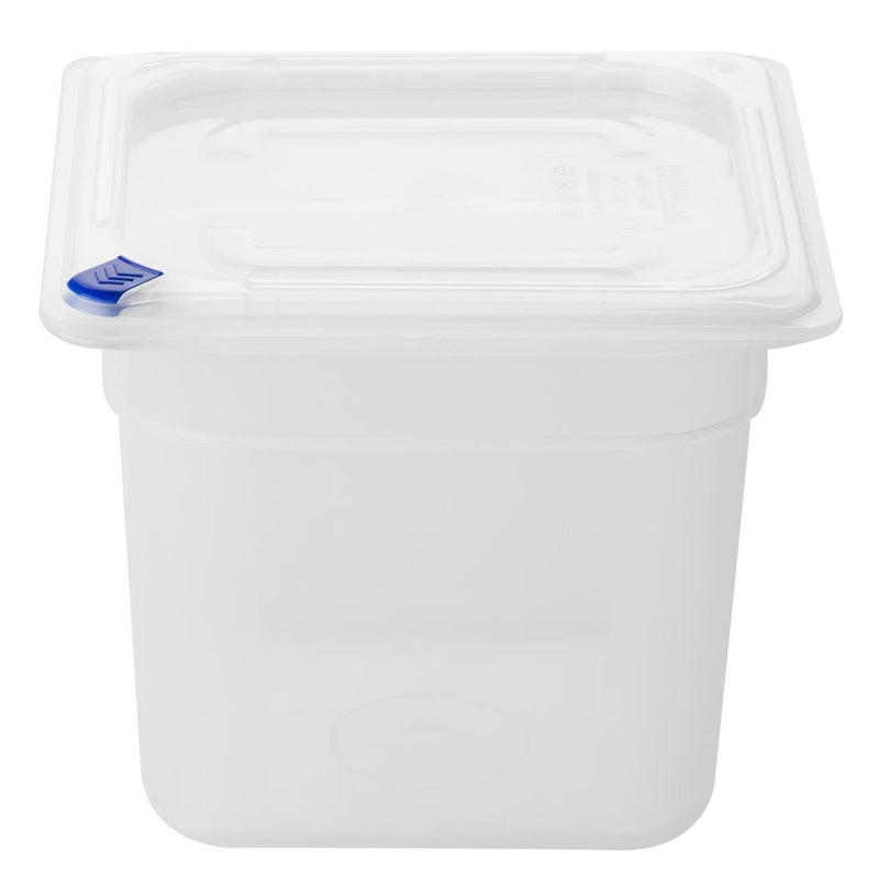 Hygiplas Click PP 1/6 GN Container with Lid & 7 Colour Clips 150mm 2.2Ltr (4 Pack) FZ098