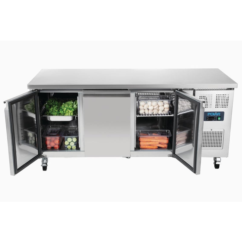 Polar U-Series Triple Door Counter Fridge - 417Ltr UA048-A