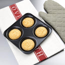 Vogue Carbon Steel Non-Stick Yorkshire Pudding Tray 4 Cup GD012