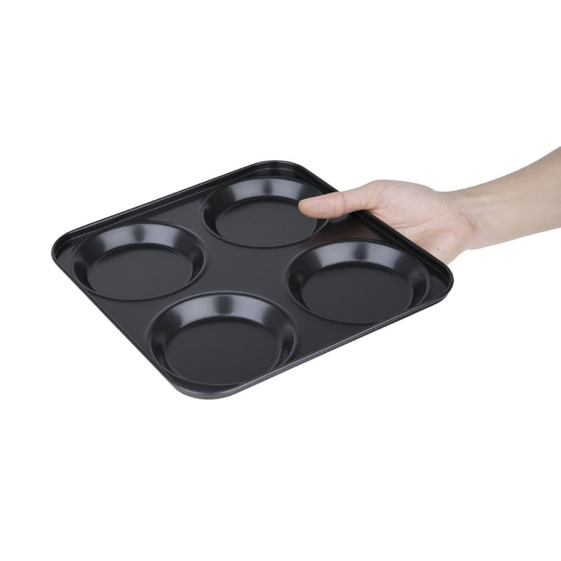 Vogue Carbon Steel Non-Stick Yorkshire Pudding Tray 4 Cup GD012