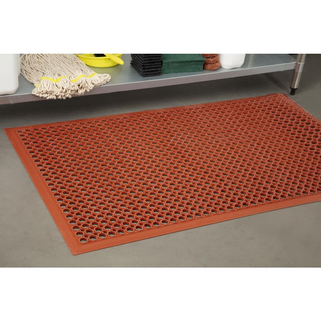 Jantex Rubber Grease-resistant Anti-Fatigue Mat Red - 1500 x 900mm GF017