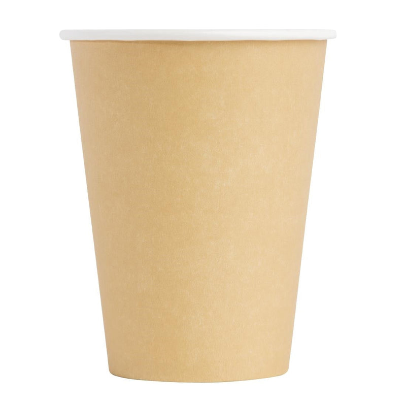Fiesta Recyclable Takeaway Coffee Cups Single Wall Brown 340ml (Pack of 1000) GF032