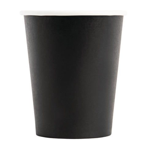 Fiesta Recyclable Takeaway Coffee Cups Single Wall Black 225ml (Pack of 50) GF041